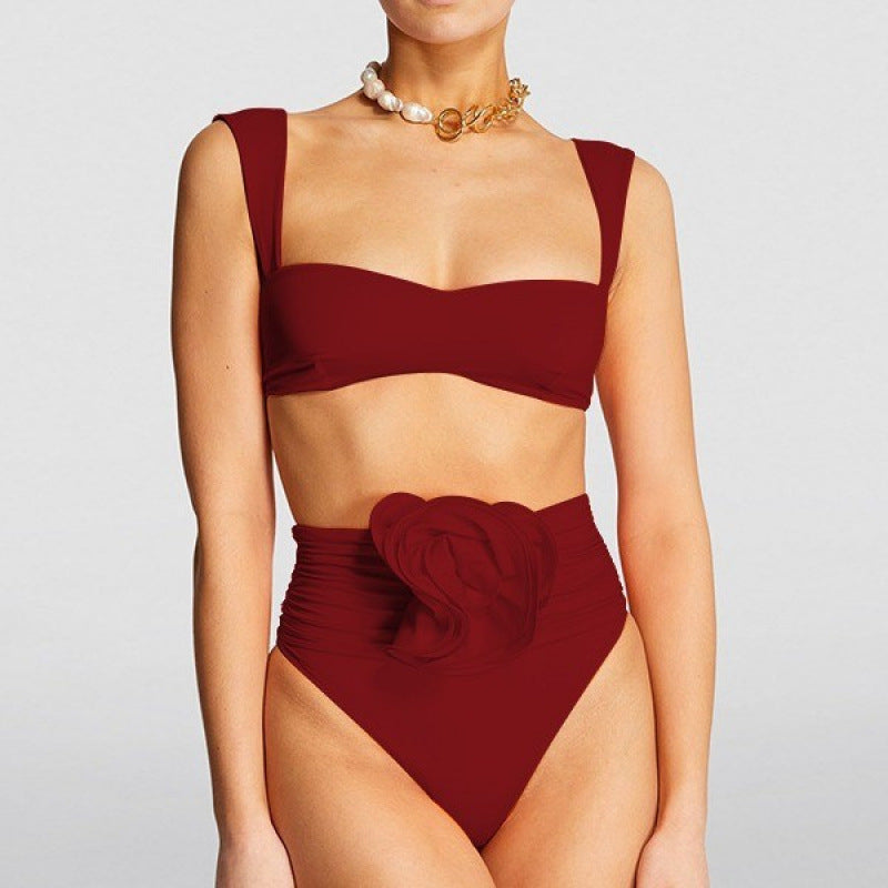 Damen Hochgeschnittener Bikini mit raffiniertem Rüschendetail Drune
