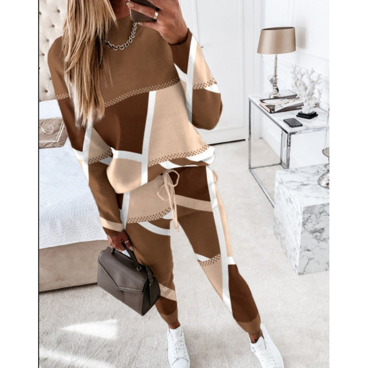 Damen trendy Sweatanzug mit grafischem Muster Drune