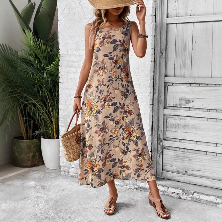Damen Langes Sommerkleid mit floralem Muster und elegantem Schnitt Drune