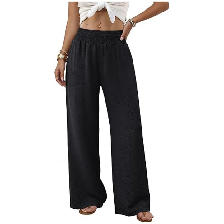 Damen Palazzo-Loungehose mit hohem Smokbund und weitem Bein Drune