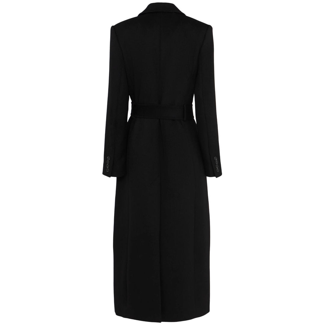Damen Longline Doppelreihiger Wollmix-Mantel mit tailliertem Schnitt und Stoffgürtel Drune