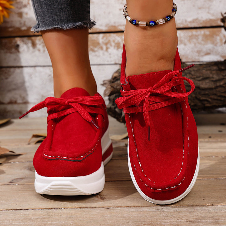 Damen Bequeme Keil‑Plateau‑Sneaker mit Wildlederoptik und gepolstertem Komfortfußbett Drune