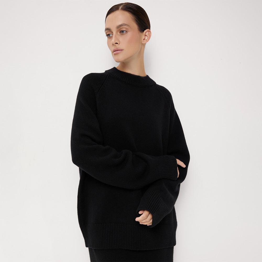 Damen lockerer Feinstrickpullover Drune