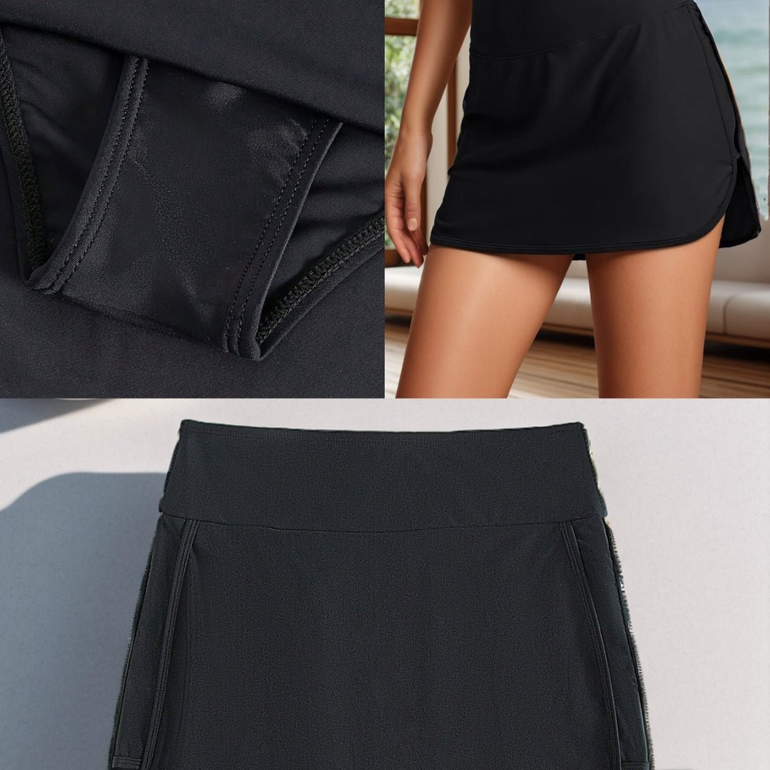 Damen Sport-Rock mit seitlichen Schlitzen und hohem Bund Drune