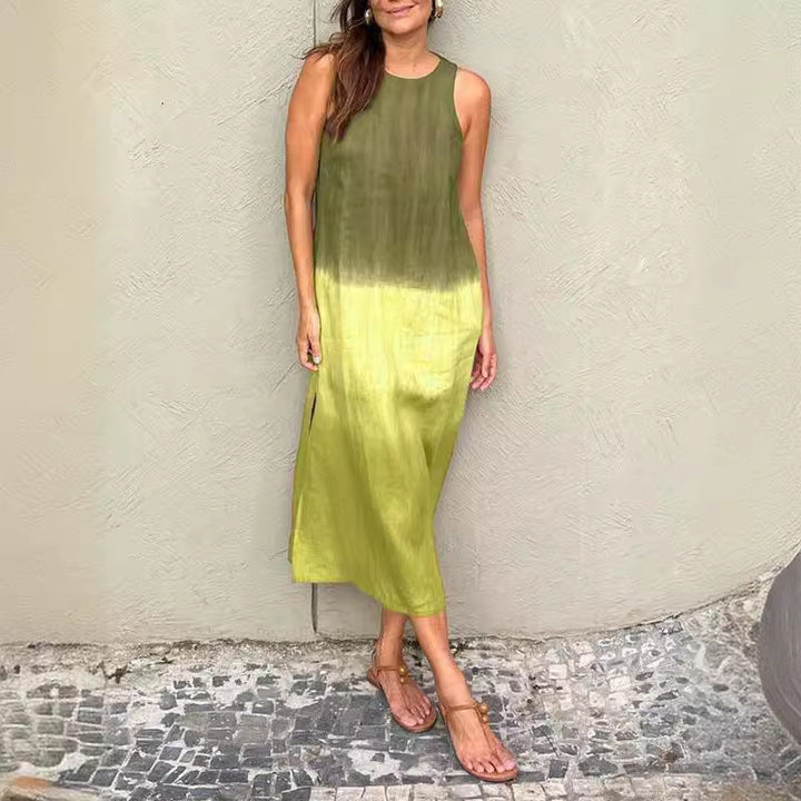 Drune | Lässiges Baumwoll-Leinen Ärmelloses Gradient-Kleid