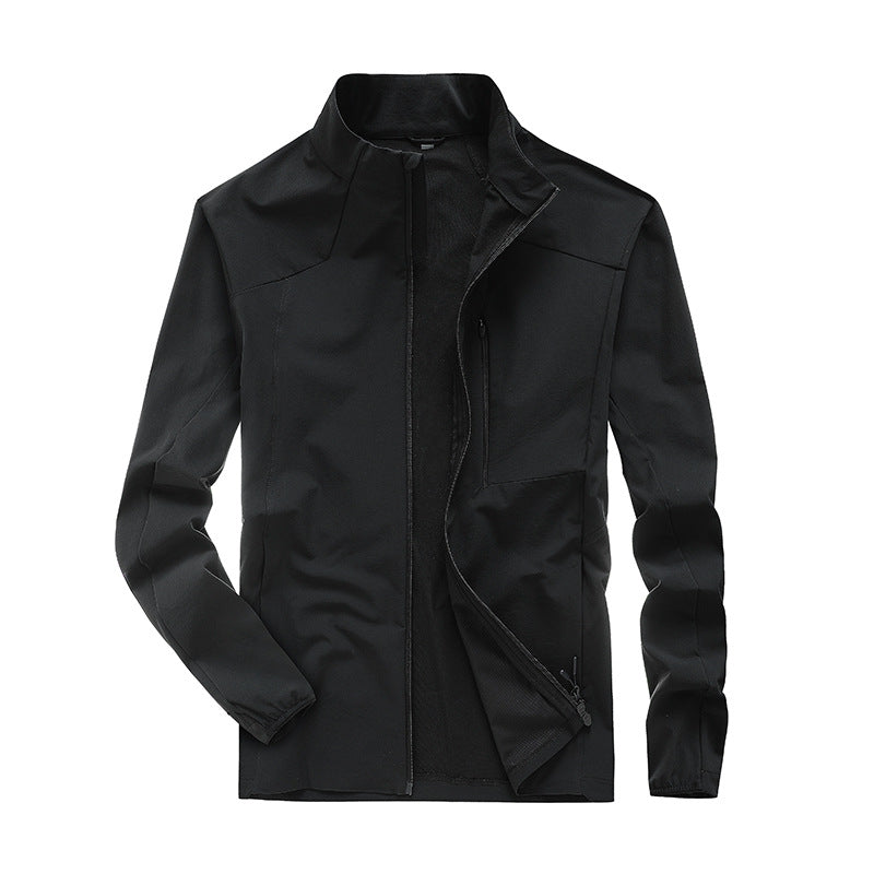 Herren Technische Softshell-Jacke mit hohem Stehkragen, atmungsaktiver Membran & minimalistischen Reißverschlusstaschen Drune