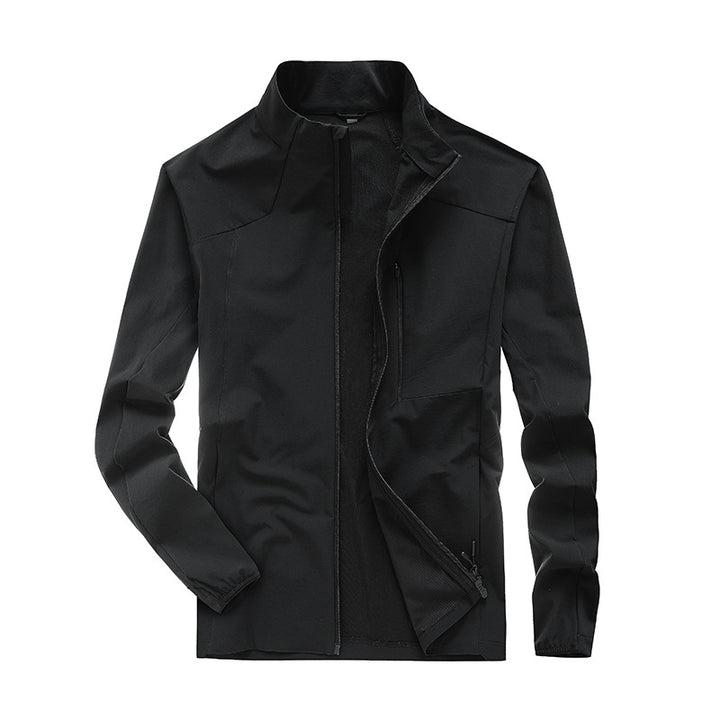 Herren Technische Softshell-Jacke mit hohem Stehkragen, atmungsaktiver Membran & minimalistischen Reißverschlusstaschen Drune