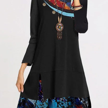 Damen Langärmliges Tunika-Kleid mit originellem Design und dekorativen Details Drune