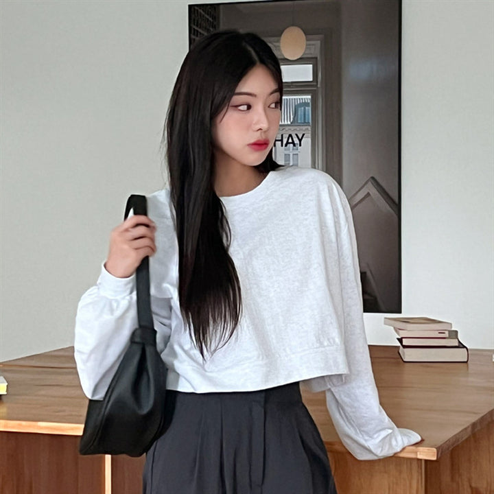 Damen cropped Pullover mit Ballonärmeln Drune