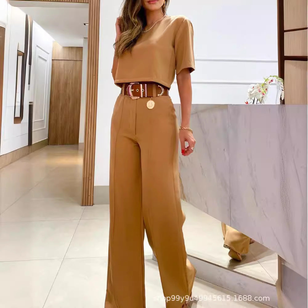 Damen Weit geschnittenes Ensemble aus Oberteil und Hose mit hohem Bund Drune