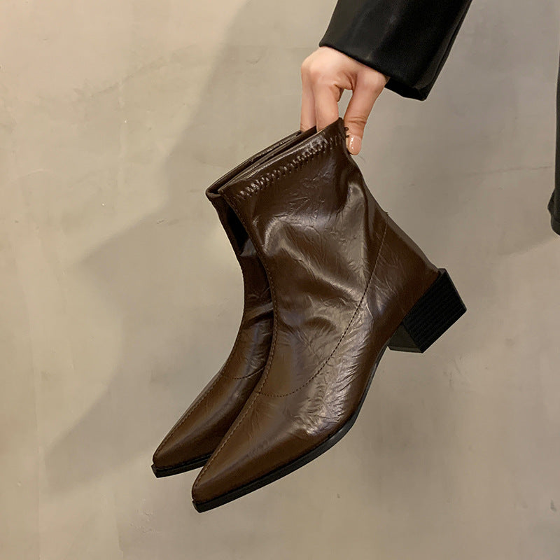 Damen Modische und elegante Stiefeletten Drune