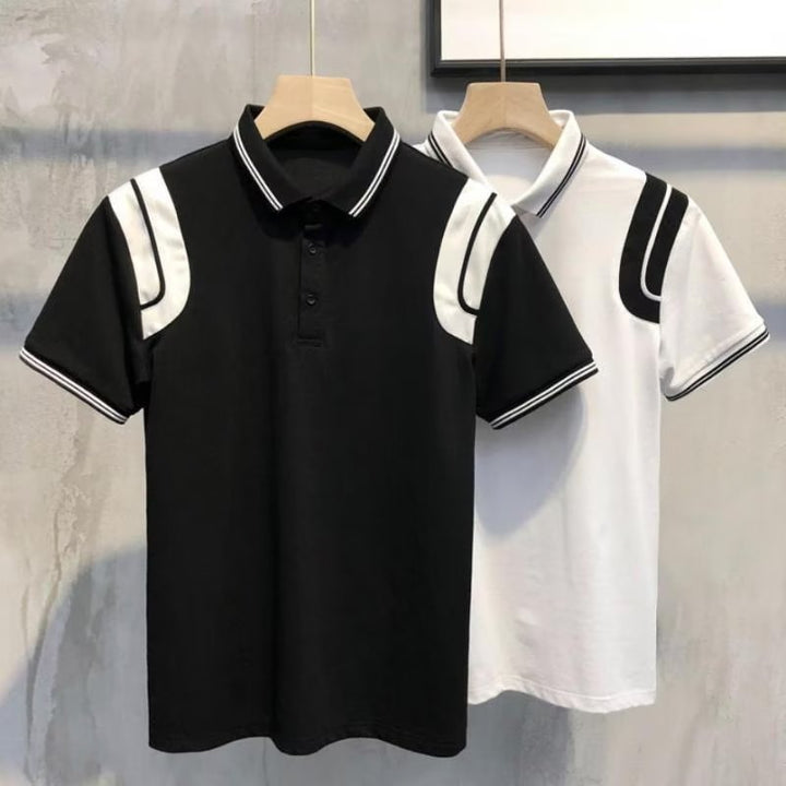 Herren Poloshirt mit kontrastierenden Ärmelapplikationen und hochwertiger Baumwolle Drune