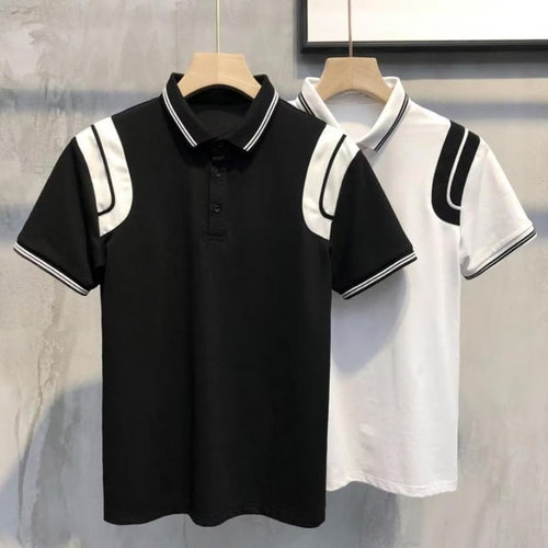 Herren Poloshirt mit kontrastierenden Ärmelapplikationen und hochwertiger Baumwolle Drune