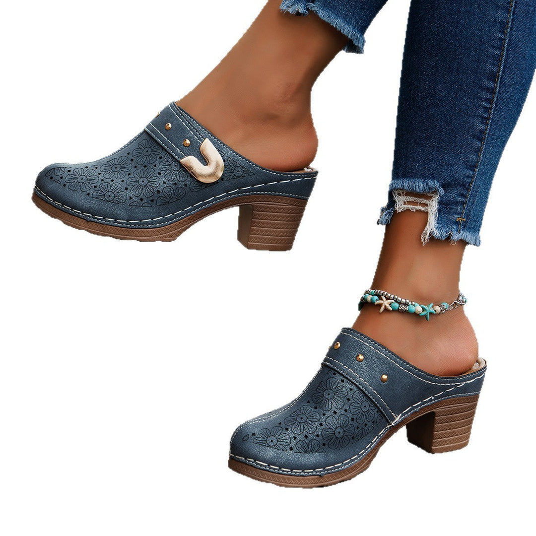 Damen Hohe Clogs mit floralem Muster und ergonomischem Fußbett Drune