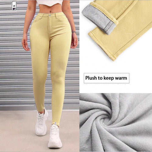 Damen Thermo-Skinny-Jeans mit Fleecefutter und hoher Taille Drune