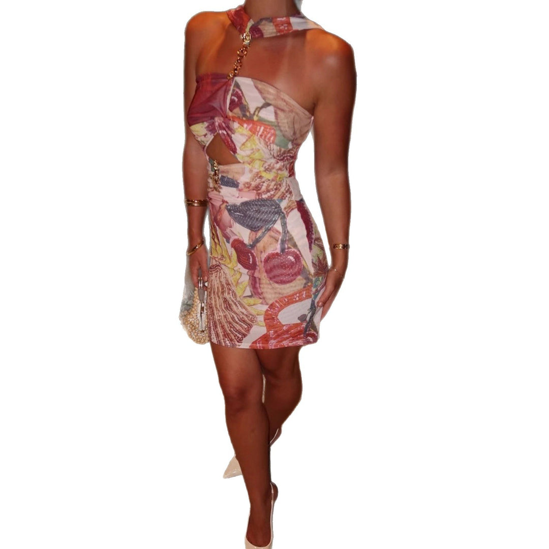 Damen Lockeres Minikleid mit asymmetrischem Ausschnitt und modischem Cut-Out Drune