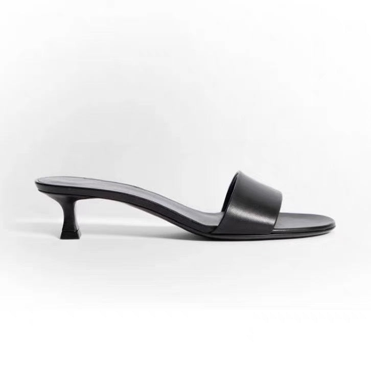 Damen elegante Slides mit breitem Satin-Riemen und komfortablem Fußbett Drune