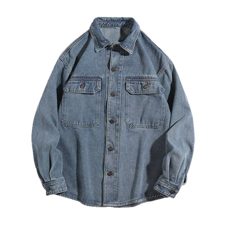 Herren Lässige Denim-Jacke mit Taschen Drune