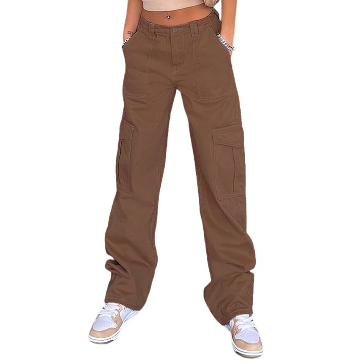 Damen Bequeme Cargo-Hose mit Funktionalen Seitentaschen Drune