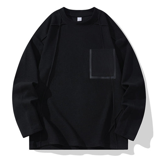 Herren Oversize-Langarmshirt aus strukturierter Baumwollmischung mit Brusttaschen-Detail Drune