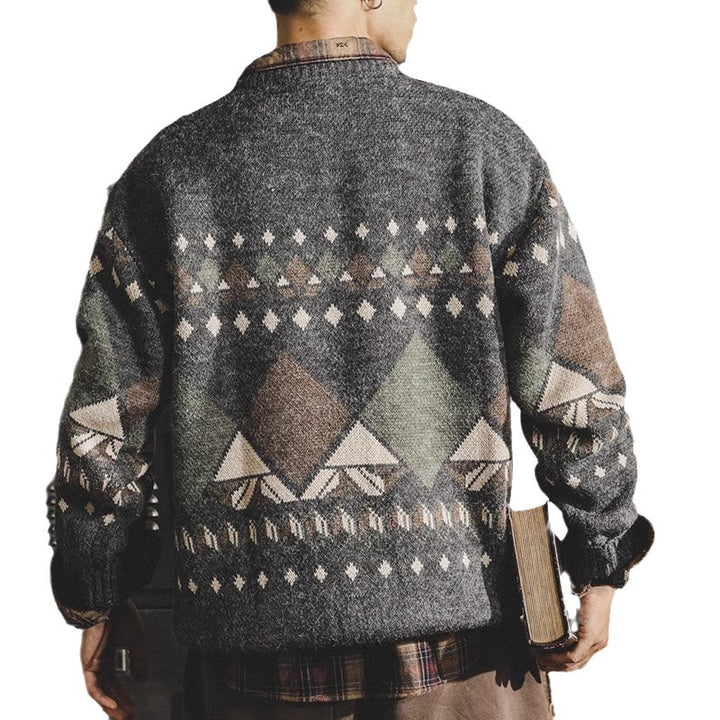 Herren Strickpullover mit geometrischem Muster und lässigem Schnitt Drune