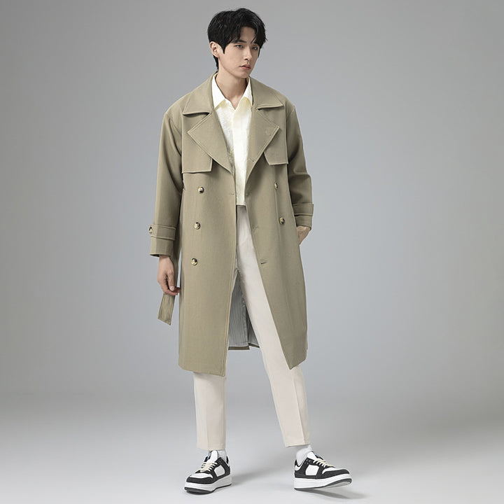 Herren Oversized Doppelreihiger Wollmix-Trenchcoat mit Schalkragen und Überschlagblende Drune