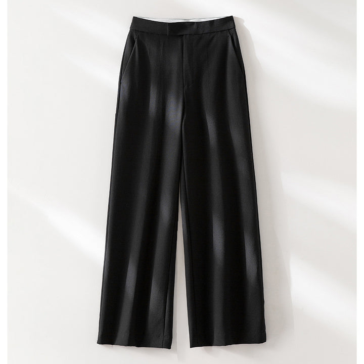 Damen Hochtaillierte weite Palazzo-Hose aus fließendem Satin mit Bügelfalte Drune