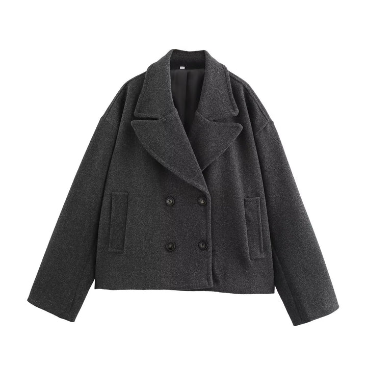 Damen Zweireihige Wollmix-Kurzjacke im Boxy-Schnitt Drune