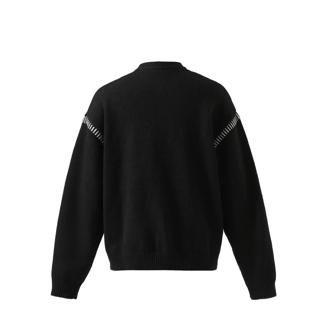 Damen Weicher Oversize Wollmix-Pullover mit Rundhalsausschnitt und dekorativer Schulternaht Drune