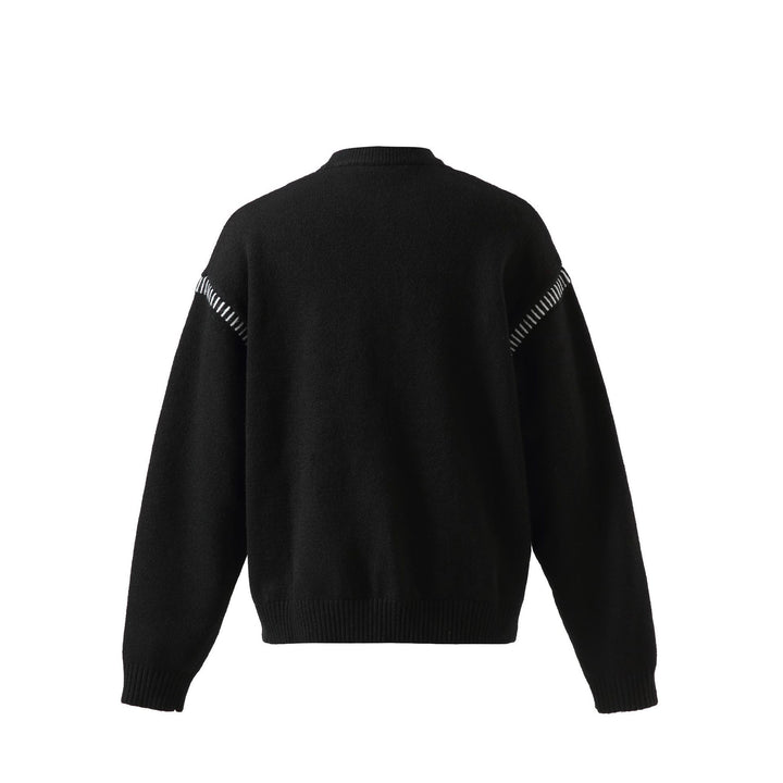 Damen Weicher Oversize Wollmix-Pullover mit Rundhalsausschnitt und dekorativer Schulternaht Drune