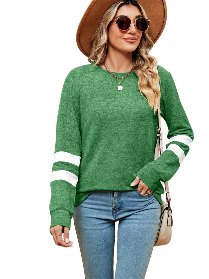 Damen sportliches Sweatshirt mit dekorativen Streifendetails Drune