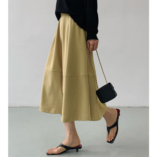 Damen Eleganter Midirock aus luftiger Baumwolle Drune