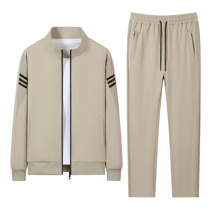 Herren lässiges Trainingsset mit Reißverschluss-Bomber, Rundhals-Sweatshirt und elastischer Jogginghose Drune