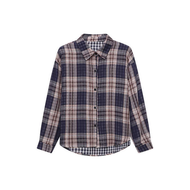 Damen karierte Overshirt mit modischem Schnitt und lässigen Details Drune