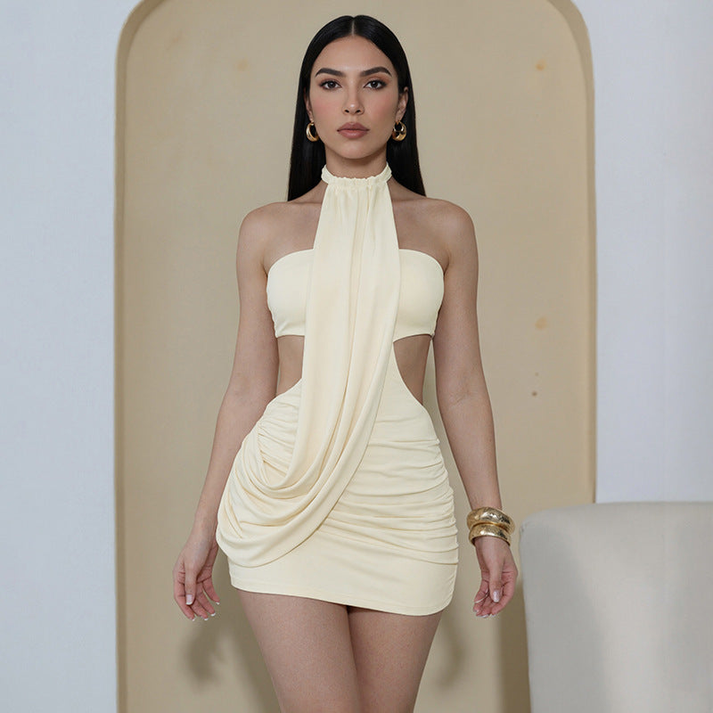 Damen Mini-Kleid mit trendigem Wickeldesign und eleganten Drapierungen Drune
