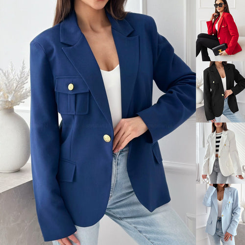 Damen Modischer Blazer mit aufgesetzten Taschen und eleganten Knopfdetails Drune