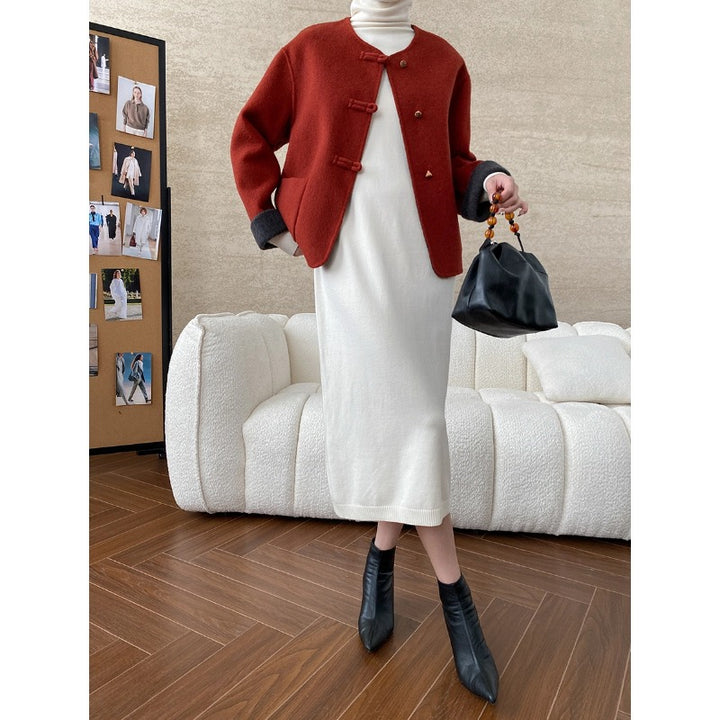 Damen elegante Wolljacke mit Knopfdetails und zeitlosem Design Drune