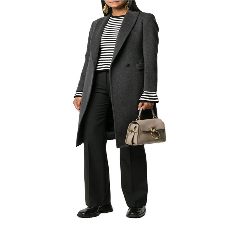 Damen Schlanker Tailoring-Longcoat mit Schalkragen, taillierter Nahtführung und verdeckter Knopfleiste Drune