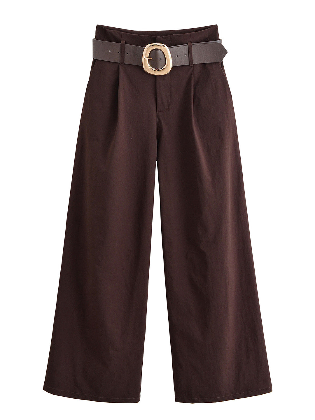 Damen Hochtaillierte Culotte-Palazzohose mit Bundfalten und breitem Ziergürtel Drune