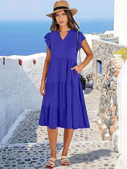 Damen Freizeit-Maxikleid mit überraschenden Rüschendetails und praktischen Taschen Drune