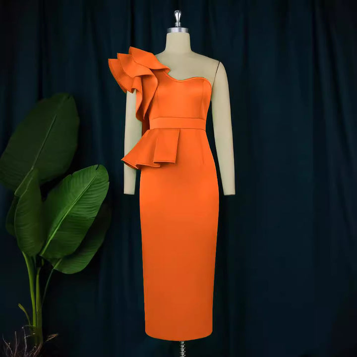Damen Cocktailkleid mit asymmetrischem Volant Drune
