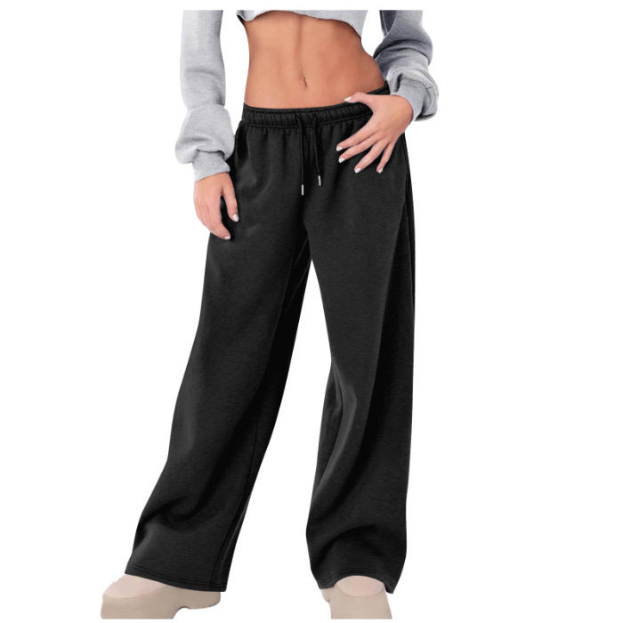 Damen nan weite High-Waist Relaxhose mit Kordelzug und verdeckten Seitentaschen Drune