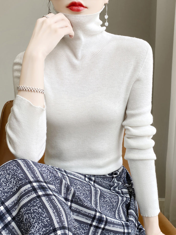 Damen Schmaler Rollkragen-Feinstrickpullover mit elastischer Rippenstruktur und minimalistischer Silhouette Drune