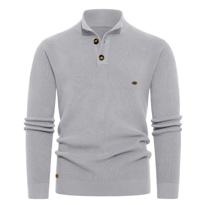 Herren Strickpullover mit Knopfdetails und modernem Stehkragen Drune