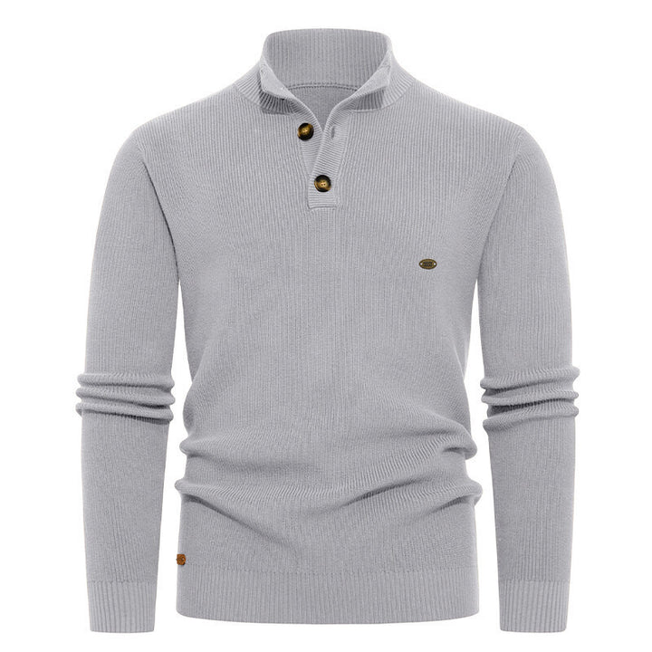 Herren Strickpullover mit Knopfdetails und modernem Stehkragen Drune