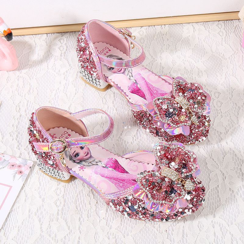 Mädchen Glitzernde Ballerinas mit Blumen- und Strassverzierung Drune