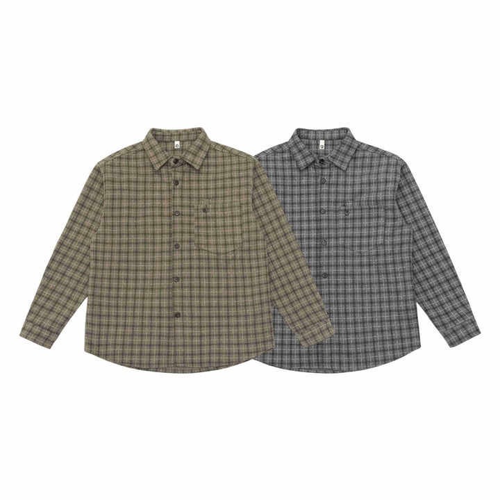 Unisex Kariertes Hemdjacke-Overshirt aus Wollmischung Drune