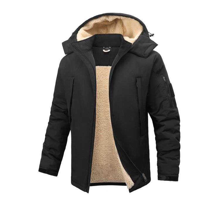 Herren  isolierte sherpa-gefütterte Parka mit Kapuze und Reißverschluss sowie Utility-Ärmeltasche Drune