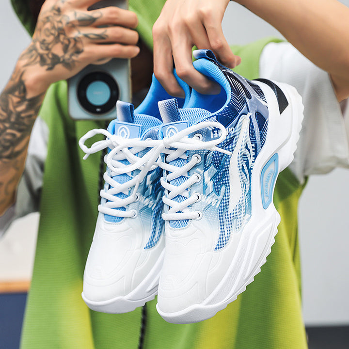 Unisex leichte Fashion-Plateau-Sneaker mit atmungsaktivem Mesh, dynamischem Wellenprint und gepolstertem Einstieg Drune