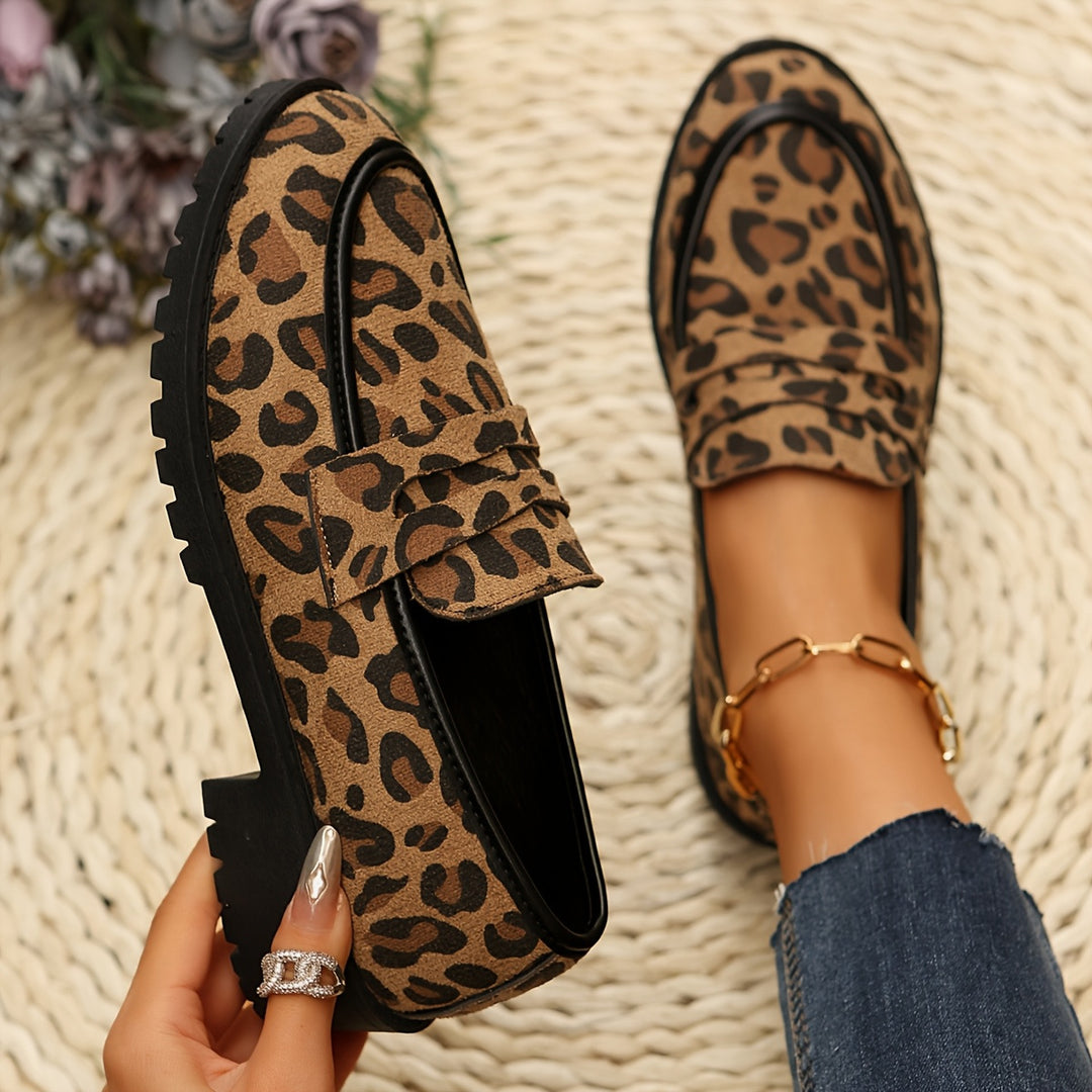 Damen Mokassin-Schuhe mit modischem Leopardenmuster und bequemem Fußbett Drune